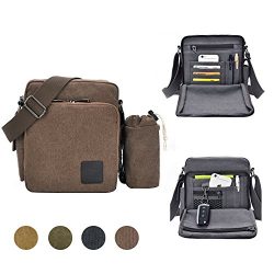 GuiShi Canvas Small Messenger Bag Casual Shoulder Bag Travel Organizer Bag Multi-pocket Purse Ha ...