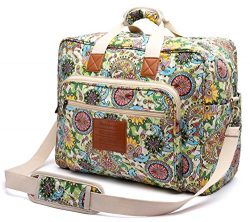 Malirona Women‘s Canvas Overnight Weekender Bag Carry On Travel Duffel Tote Bag Bohemian Flower  ...