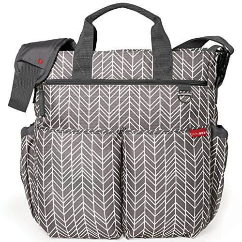Skip Hop Messenger Diaper Bag With Matching Changing Pad, Duo Signature, Grey Feather