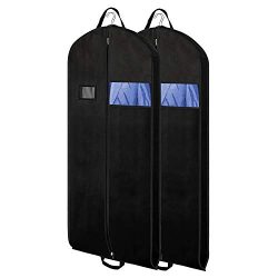 Zilink 54″ Black Garment Bags Suit Bags for Travel Breathable Dresses Cover Bag with Gusse ...