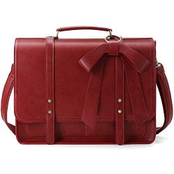 ECOSUSI Women Briefcase PU Leather Laptop Shoulder Satchel Computer Bag Detachable Bow fits 15.6 ...