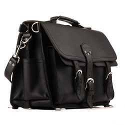 Saddleback Leather Co. Front Pocket Full Grain Leather Travel Briefcase Bag for Men Includes 100 ...