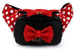 Disney Minnie Mouse Ribbon HipSack Waist Pack Fanny Sling Bag for Man Women Lady Girl Teens (Red)