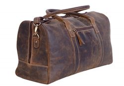 KomalC Genuine Leather Duffel | Travel Overnight Weekend Leather Bag | Sports Gym Duffel for Men