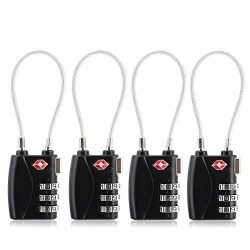 TSA Lock 4 Pack, Luggage Locks, Cable Travel Lock, Safe Padlock for Suitcases, Baggage, Backpack ...