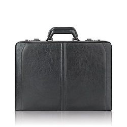 Solo Broadway Premium Leather 16 Inch Laptop Attaché, Hard-sided with Combination Locks, Black