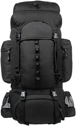 AmazonBasics Internal Frame Hiking Backpack with Rainfly, 55 L, Black