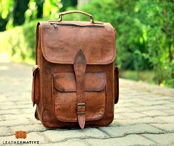 Brown Leather Rucksack Vintage Backpack – Fits 15 Inch Laptops and iPads – Handsome  ...