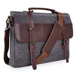 PRASACCO Canvas Messenger Bag Vintage Anti Thief Water Resistant Tactical Briefcases Crossbody S ...