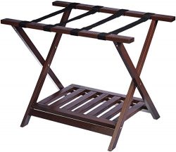 AmazonBasics Luggage Rack with Shelf – Espresso