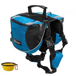 GrayCell Dog Saddlebags Hound Travel Hiking Camping Backpack for Medium Large Dogs (Blue,M)