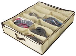 Ziz Home Under Bed Shoe Organizer for Kids and Adults (12 Pairs) – Underbed Shoes Closet S ...