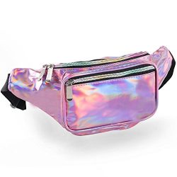 Holographic Fanny Pack for Women – Waist Fanny Pack with Adjustable Belt for Rave, Festiva ...