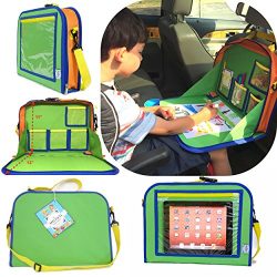 Kids Backseat Organizer Holds Crayons Markers an iPad Kindle or Other Tablet. Great for Road Tri ...