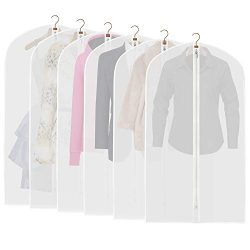 ETERNLEAF Garment Bags Clear 24” x 43” Suit Bags (Pack of 6) Breathable Moth Proof G ...