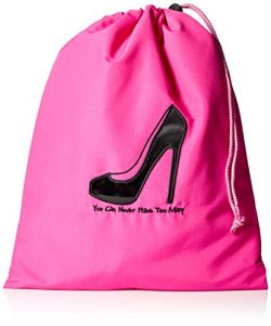 Miamica Travel Accessories, You Can Never Have Too Many Shoe Bag, Pink & Black