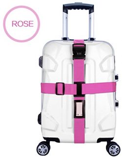 Zaptex Nylon Luggage Strap with Lock Travel Suitcase Belts (Rose)