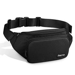 FREETOO Men’s Waist Pack with Large Capacity, Waterproof and Wear-Resistant Nylon Fabric Fanny P ...