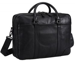 Polare Soft Real Leather Double Zipper Laptop Computer 16” Briefcase Business Bag