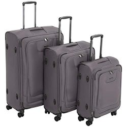 AmazonBasics Premium Expandable Softside Spinner Luggage With TSA Lock 3-Piece Set – 21/25 ...