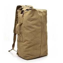 Outdoor Travel Men Backpack, Hiking Camping Canvas Vintage Neutral Rucksack High Capacity Satche ...