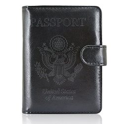 ACdream Leather Passport Holder [Bonus Stylus] Cover Case RFID Blocking Travel Wallet with Magne ...