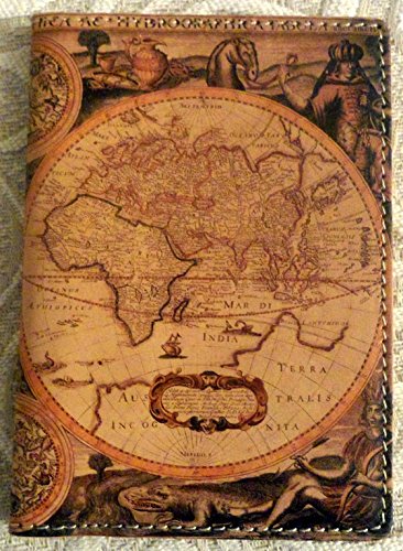 Antique Map Italian Leather Printed Passport Holder Case