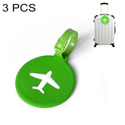 Morden Round PVC Luggage Tag Travel Bag Identification Tag 3 PCS Gift (Color : Green)