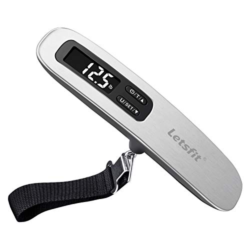 Letsfit Digital Luggage Scale, 110lbs Hanging Baggage Scale with Backlit LCD Display, Portable S ...