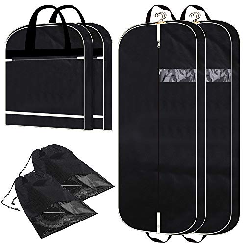 2 Pack 54&quot; Garment bags with extra large pockets for travel, Breathable mens womens hanging bag ...