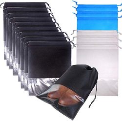 FashionBoutique 16 Pack Extra Large Shoe Bags with Clear Window Portable Travel Shoe Bags Waterp ...