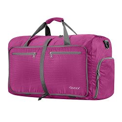 Gonex 60L Foldable Travel Duffel Bag Water & Tear Resistant, Rose Red