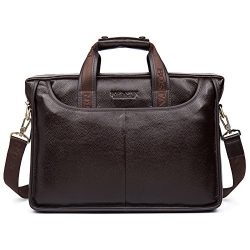 BOSTANTEN Leather Briefcase Handbag Messenger Business Bags for Men Brown