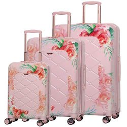 Women’s Floral Pink Lightweight Luggage Sets 3 piece 22/29/32 inch Suitcases Set