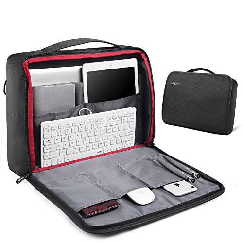 REYLEO 15.6 Inch Laptop Bag, Travel Briefcase with Organizer, 180° Main Panel Opens Shoulder Bag ...