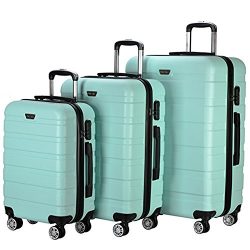 Resena 3 Pieces Green Luggage Sets with Spinner Wheels Cases Lightweight Carry On Suitcase Bags