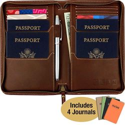 Leather Travel Wallet & Passport Holder: Passport Cover holds 4 Passports, Credit Cards, ID, ...