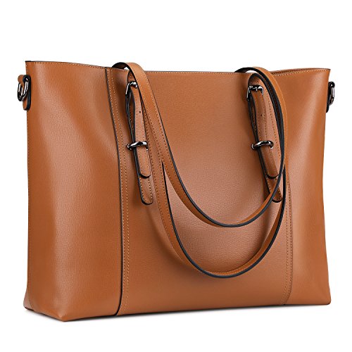 S-ZONE Leather Laptop Bag for Women Fits up to 15.6 inch Business Tote ...