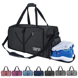 SUNPOW 65L Travel Duffle Bag, Foldable Sport Gym Bag with Shoe Compartment, Lightweight Luggage  ...