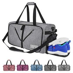 SUNPOW 65L Travel Duffle Bag, Foldable Sport Gym Bag with Shoe Compartment, Lightweight Luggage  ...