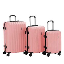 Murtisol 3 Pieces ABS Luggage Sets Hardside Spinner Lightweight Durable Spinner Suitcase 20̸ ...