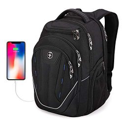 Extra Large Backpack, Swissdigital TSA Friendly Business Laptop Backpack for Men with USB Chargi ...