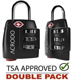 Acrodo TSA Approved All Metal International Travel Luggage Lock 2 Pack, with Search Alert Pop Up ...