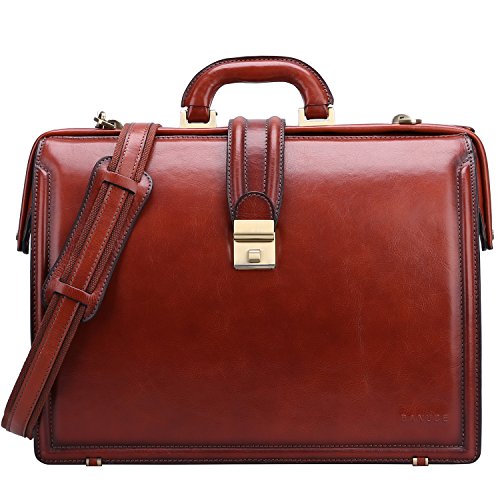 Banuce Full Grain Italian Leather Briefcase for Men 15 Inch Laptop Business Bag Lawyer Attache C ...