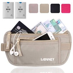 Travel Money Belt for Men Women, RFID Blocking Waist Wallet Hidden Antitheft Passport Holder Con ...