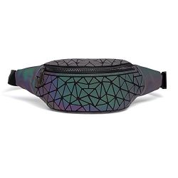 DIOMO Fanny Packs Waist Pack for Women&Men Luminous Holographic Traveling Bum Bag (Green NO.1)