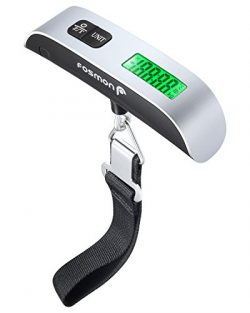 Digital Luggage Scale, Fosmon LCD Display Backlight Temperature Sensor Hanging Scale with Tare F ...