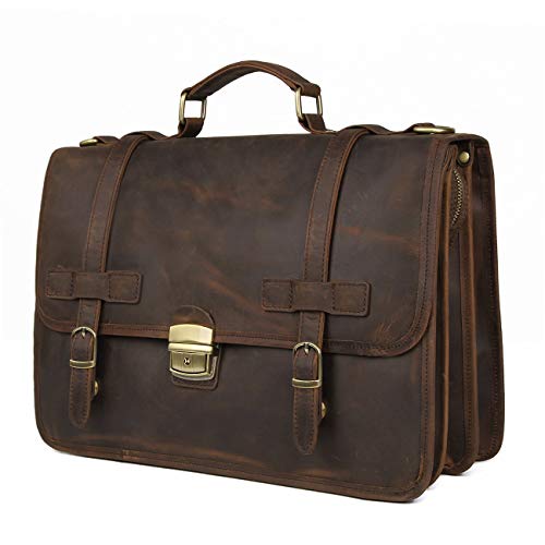 Augus Leather Briefcase Messenger for Men Anti-Theft 14 inch Laptop ...