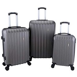 Murtisol 3 Pieces ABS Luggage Sets Hardside Spinner Lightweight Durable Spinner Suitcase 20̸ ...