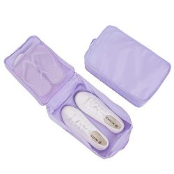 Travel Shoe Bags, Foldable Waterproof Shoe Pouches Organizer-Double Layer (2 Lavender Shoe Bag)